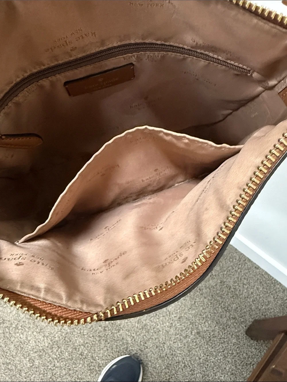 kate spade Tan Pebbled Leather Shoulder Bag with Adjustable Strap